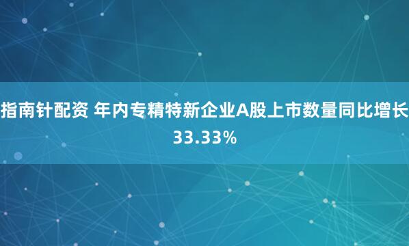 指南针配资 年内专精特新企业A股上市数量同比增长33.33%